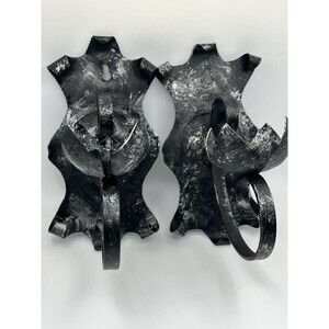 Iron  Wall Sconces 7.5” Medieval Gothic Candle Holder Rustic Floral Petals Black